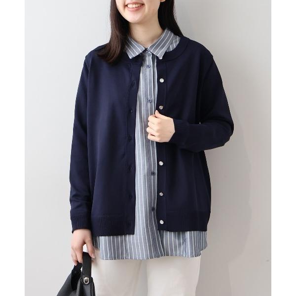 カーディガン 「L〜5L 大きいサイズ」ラウンドネックニットカーディガン レディース