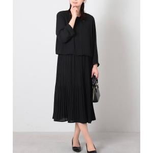 ワンピース 「L〜5L 大きいサイズ」ジョーゼットドッキングプリーツワンピース