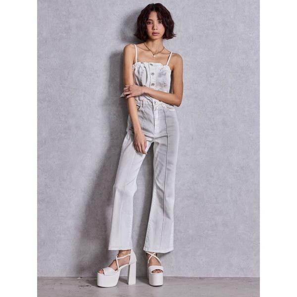 オールインワン BACKリボンデニムロンパース レディース