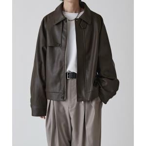 ブルゾン アウター 「Neucon」GUN FLAP ZIP LEATHER BLOUSON / ガンフラップZIPレザーブルゾン メンズ