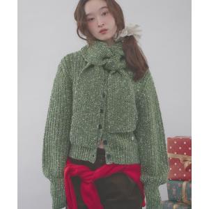 ニット セーター melange knit set cardigan / メランジマフラーニットセットカーディガン レディース