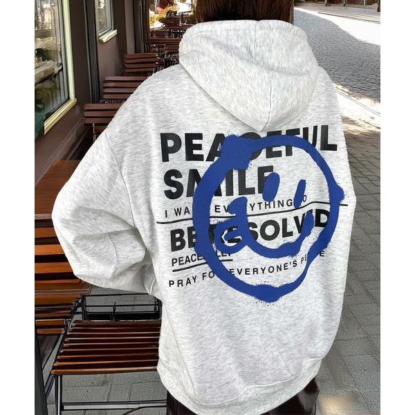 「Candlestick」 「SMILEY FACE」プルオーバーパーカー LL グレー レディース