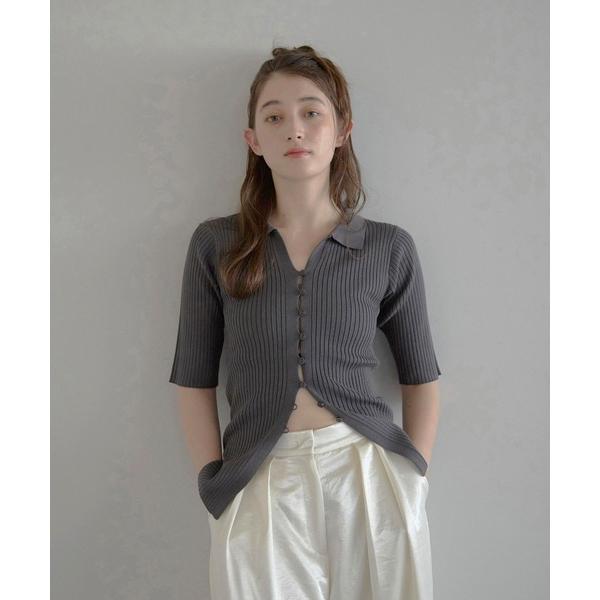 「MINERTE」 7分袖ニットカーディガン FREE チャコールグレー レディース