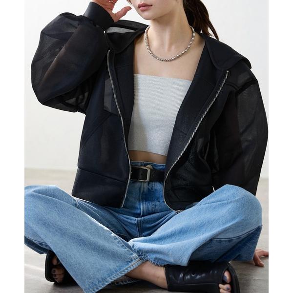 「r.」 ジップアップパーカー FREE ブラック レディース