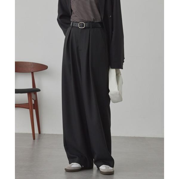 スラックス パンツ 「anyway.シリーズ」とろみワイドタックバレル（洗える・速乾）パンツ「セット...
