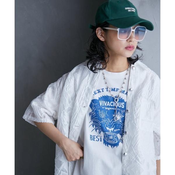 「GEVS.」 「SMILELAND」半袖シャツ 3L アイボリー レディース
