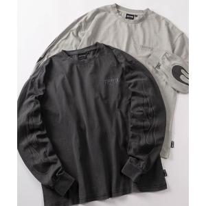 tシャツ 「70」「THRASHER/スラッシャー」ピグメント加工 ワンポイント刺繍 袖フレイム バックプリント ロングスリーブTシャツ メンズ レデ