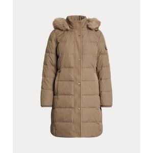 ダウンコート ダウンジャケット フェイクファートリム フーデッド ダウン コート レディース