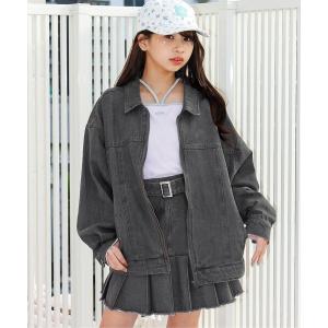 デニムジャケット アウター ジップデニムジャケッ...の商品画像