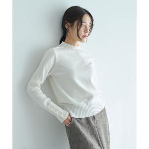 ニット セーター 袖口釦リブMIXニット レディース