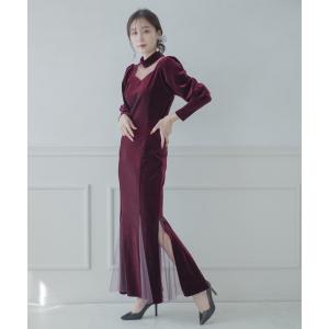 「qumerry.」 長袖ワンピース SMALL ボルドー レディース