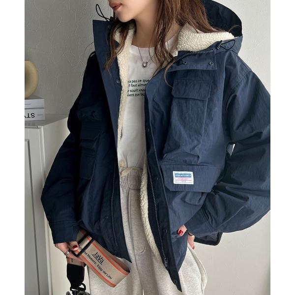 「Java」 マウンテンパーカー LARGE ネイビー レディース