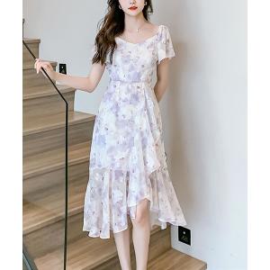 「Grandeir」 半袖ワンピース M パープル レディース