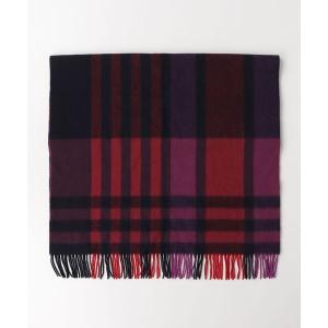 「Johnstons of Elgin」 カシミヤ チェック柄ストール - パープル レディース