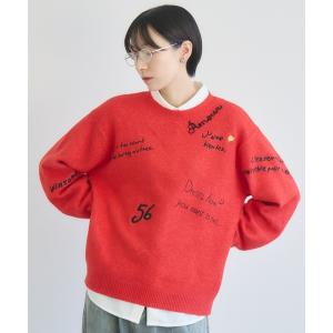 ニット セーター ROSIEE レタリング刺繍プルオーバー レディース