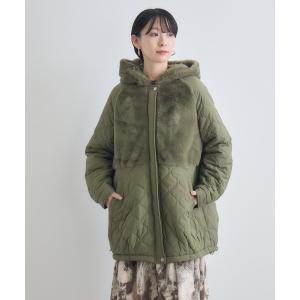 コート アウター フェイクファー×キルトコート レディース