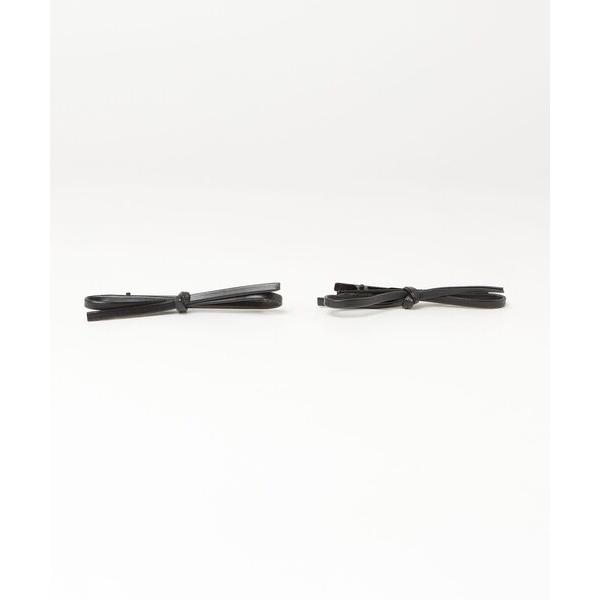 ヘアクリップ フェイクレザースリムリボンクリップ