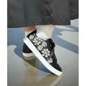 スニーカー フラワービジュー リボンスニーカー レディース