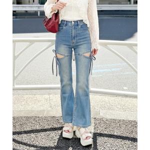 FUN（ファン） ジーンズ デニム デニムパンツ バックリボンフレア
