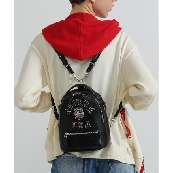 デイバック リュック 「直営店限定」VARSITY LEATHER MINI BACKPACK レデ...