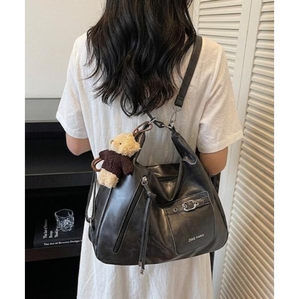 ショルダーバッグ バッグ 「3WAY/大容量！」フロントポケット フェイクレザーリュック ショルダー...