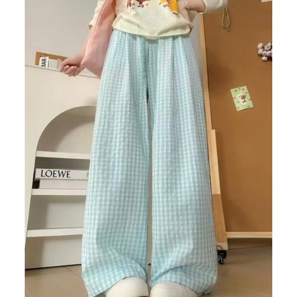 ワイドパンツ パンツ 「26年夏新作」ギンガムワイドイージーパンツ レディース