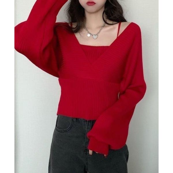 ニット セーター 「26年春新作」レイヤードカシュクールニット レディース