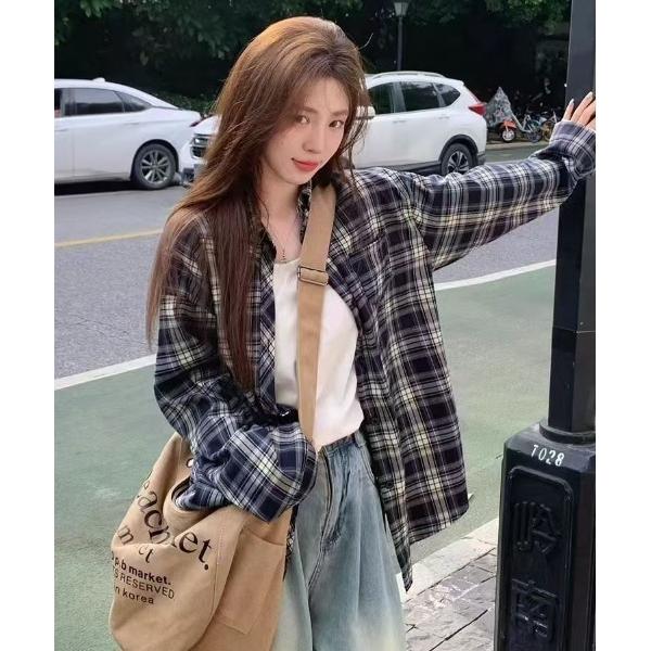 ブラウス シャツ オーバーサイズチェックシャツ レディース