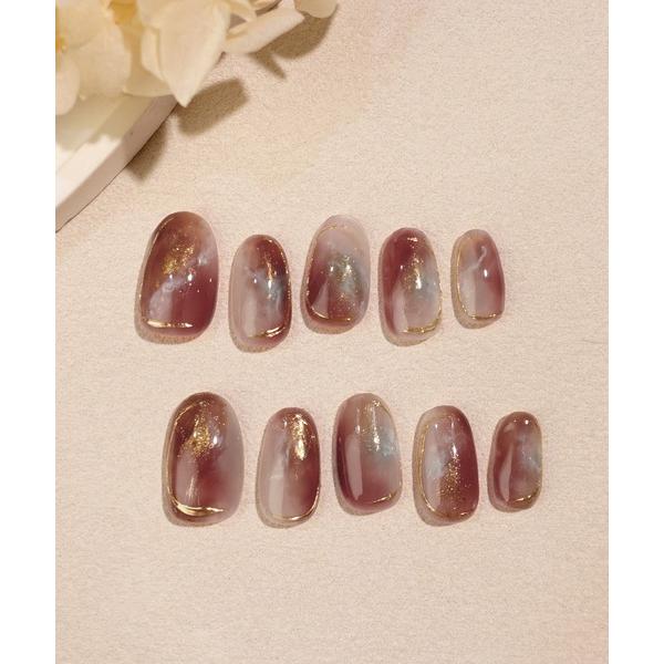 ネイルチップ ネイルシール 3D水光ネイルピンクグラデーションシルバードミラーラインオーバルネイルチ...