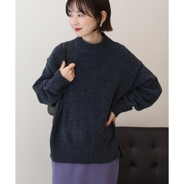 ニット セーター ショートベロアモールニットプルオーバー レディース