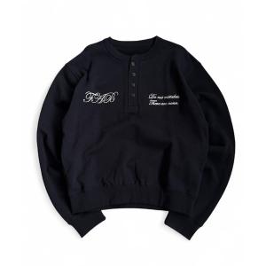 トレーナー スウェット EMBROIDERY DESIGN HENLEY NECK SWEAT／刺繍デザインヘンリーネックスウェット メンズ レディース