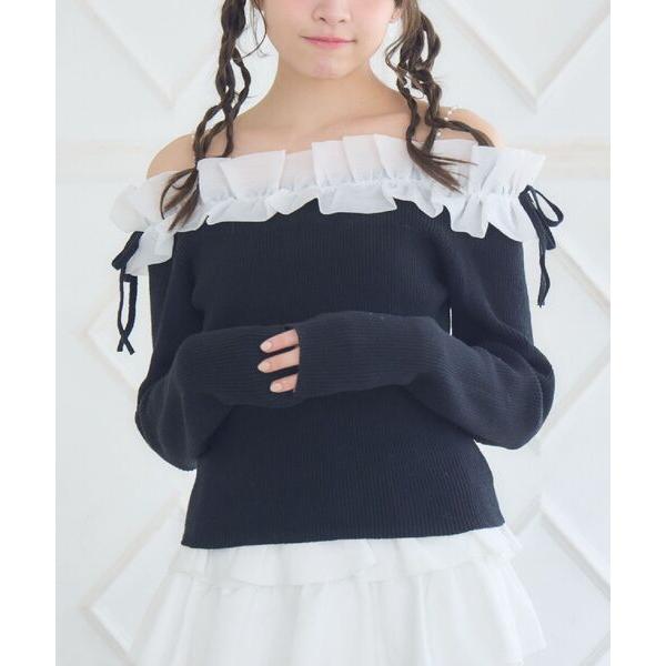 ニット セーター ストラップ付きフリルNTPO レディース