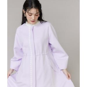 ノーカラーコート コート 「M Maglie le cassetto」配色フラワーレースコート レディース