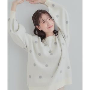 ドット柄ニットセーター レディース
