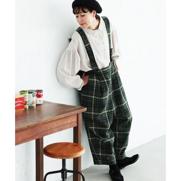 パンツ 「チェックらぼ」のタータンチェックなサスペンダーパンツ レディース