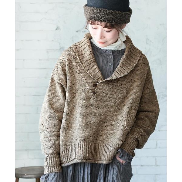 ニット セーター 冬のアイスクリームなネップのプルオーバー レディース