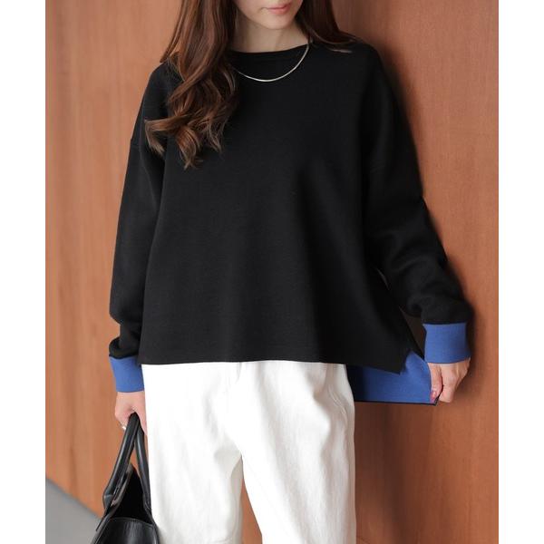 ニット セーター 配色デザインハイゲージニット レディース