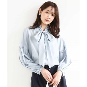 ブラウス シャツ ボウ付きバンドカラーブラウス/洗える レディース