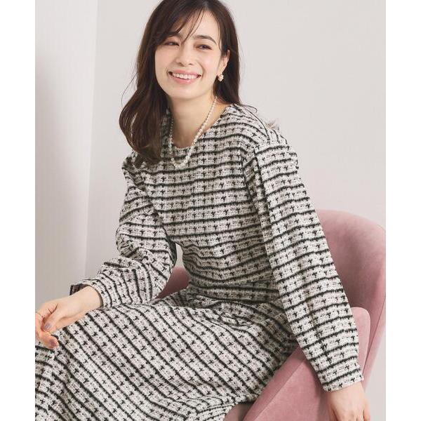 ブラウス シャツ 「手洗い可／セットアップ可」ツイード風プリントブラウス レディース