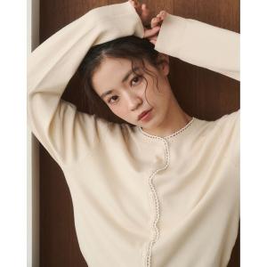 カーディガン ノーカラーレースカーディガン レディース