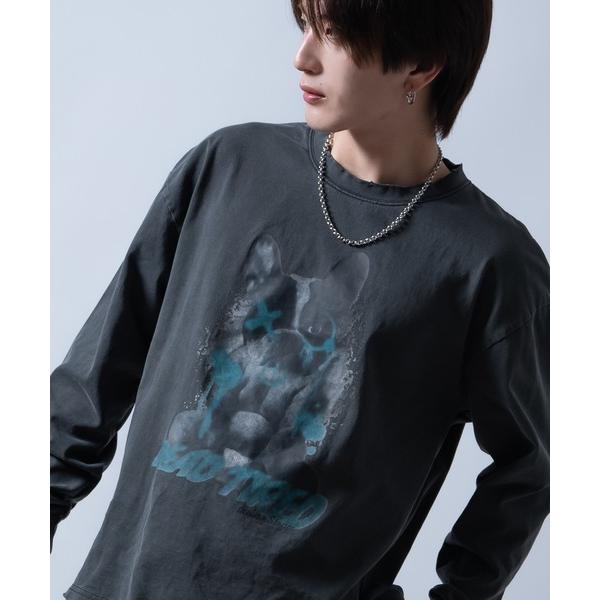 tシャツ 「SIDEWAY STANCE」ピグメント加工 プリント ロンT メンズ レディース
