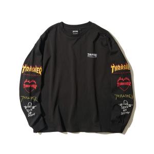 tシャツ 「THRASHER / スラッシャー」ワンポイントロゴ刺繍＆袖ロゴプリント ロングスリーブTシャツ メンズ レディース