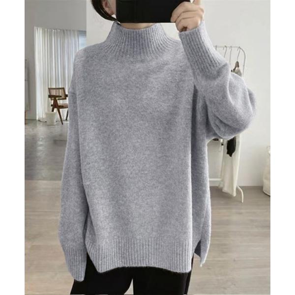 ニット セーター タートルネックリブニット レディース