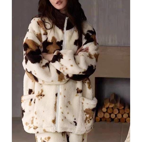 パジャマ ルームウェア もこもこジップアップルームウェア レディース