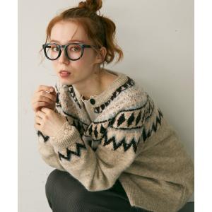 カーディガン ノルディックミックスニットカーディガン レディース