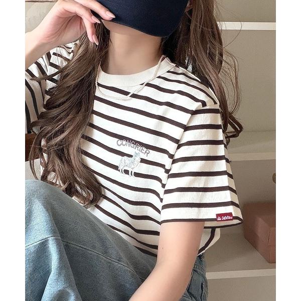tシャツ 「JaVa ジャバコラボ」大人の遊び心をプラス。綿100％オオカミ刺繍Tシャツ（半袖） レ...