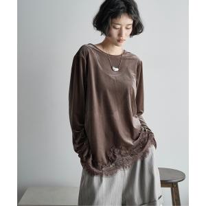 tシャツ 2WAYレースヘムベロアロンT レディースの商品画像