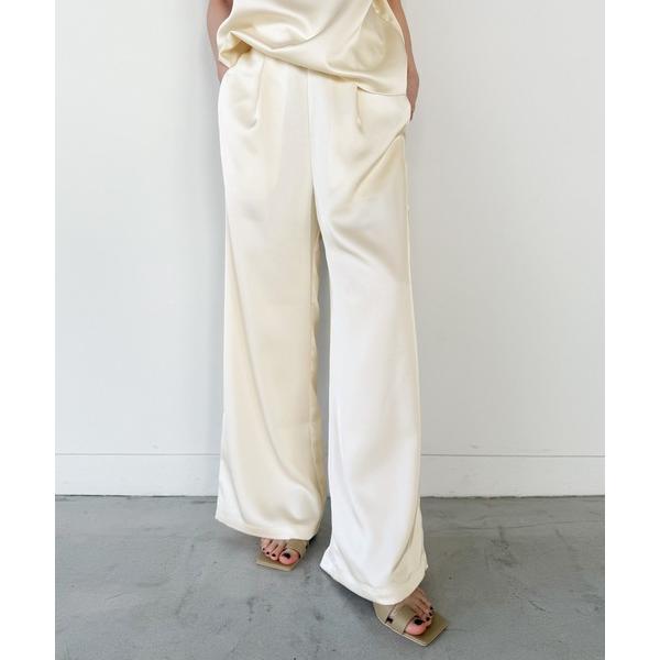 パンツ ストレートイージーサテンタックパンツ「セットアップ対応」「by SON」 レディース