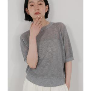 ニット セーター リブ編みシアークルーネックニット レディース