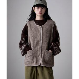 ベスト ジレ ライトボアジップベスト レディース